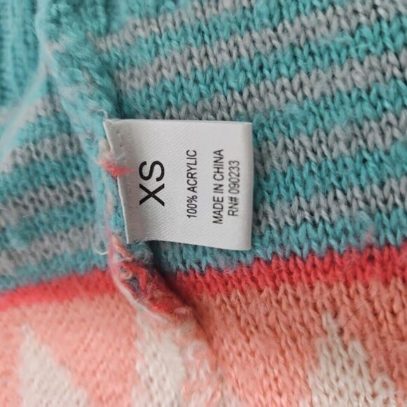 Roxy Women's Cardigan Sweater Oversize Aztec Pattern Tan,‎ Peach, Teal,  XS - Picture 11 of 12